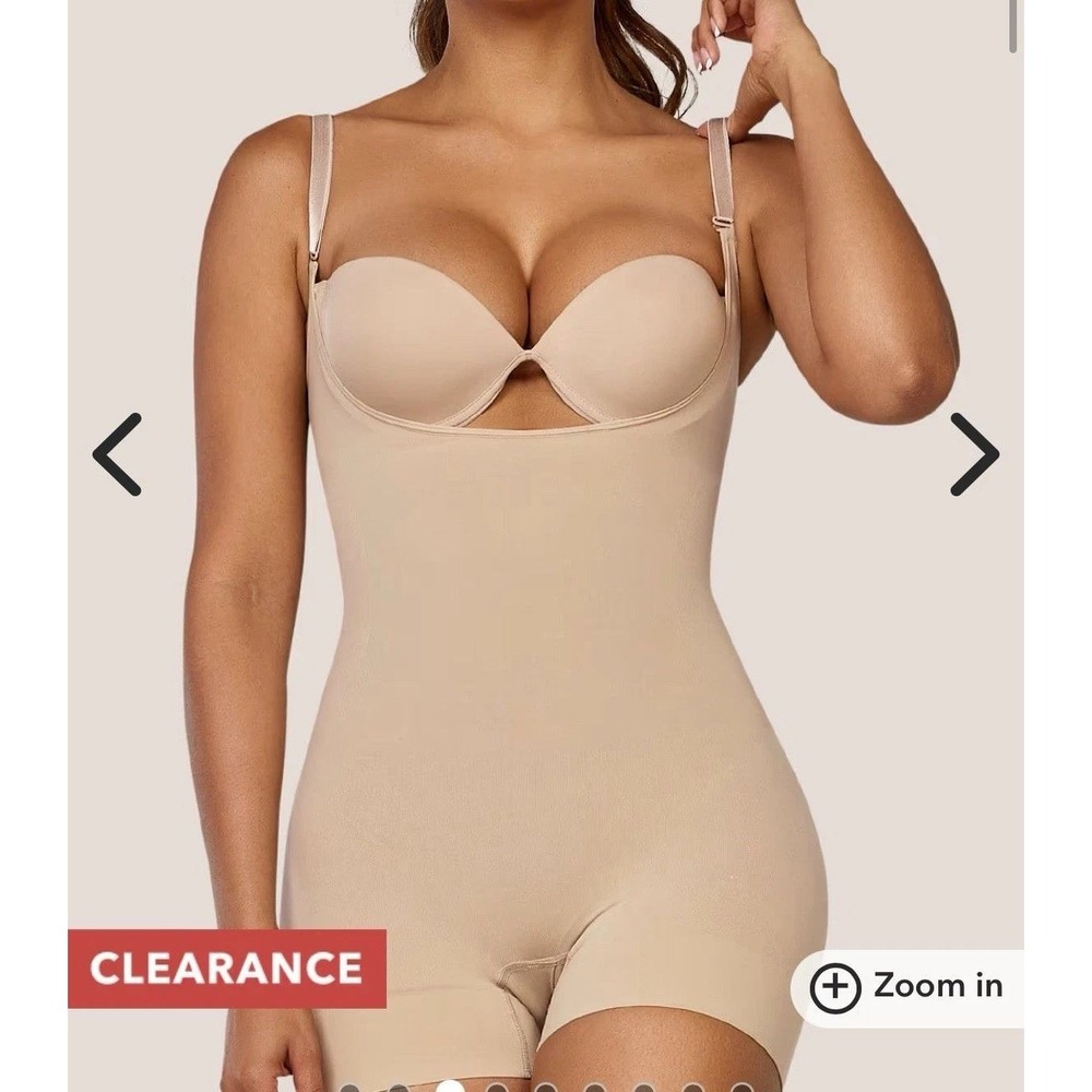 NWT Curveez Second Skin Hip Hugger Bodysuit Shapewear Nude Size‎ L CUR3005